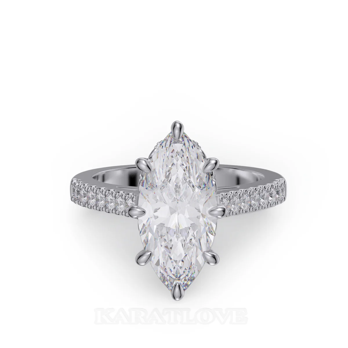 Marquise Cut Diamond White Sterling Silver Engagement Ring