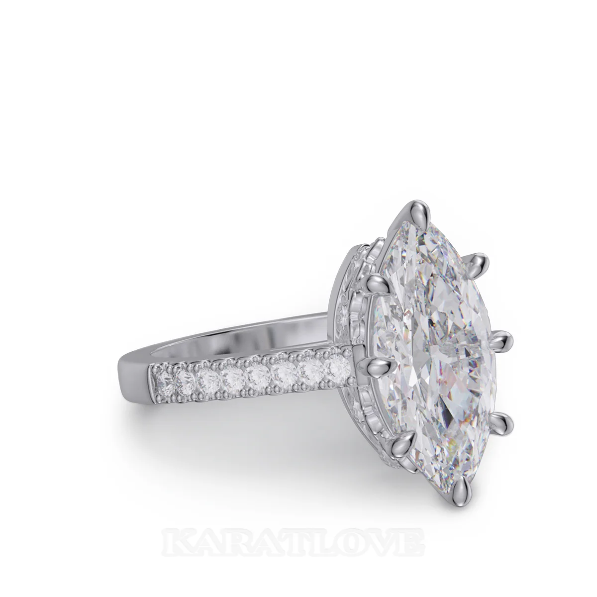 Marquise Cut Diamond White Sterling Silver Engagement Ring