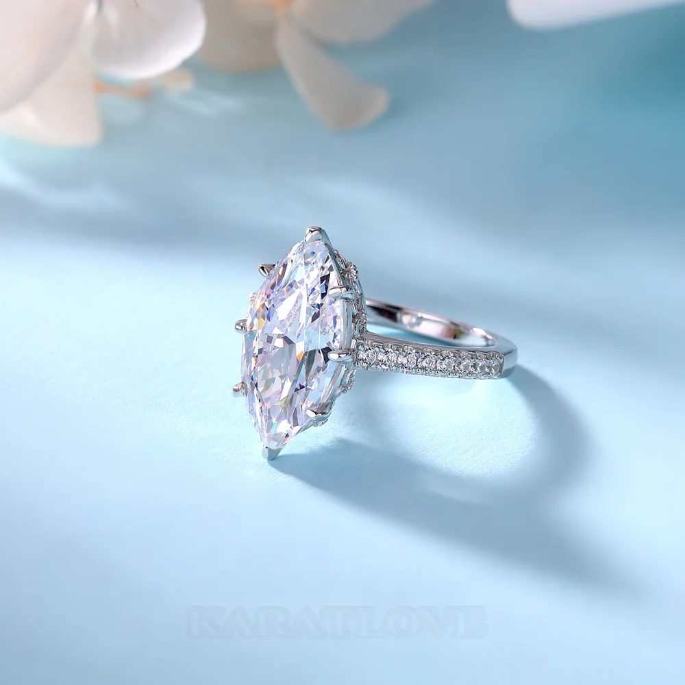 Marquise Cut Diamond White Sterling Silver Engagement Ring