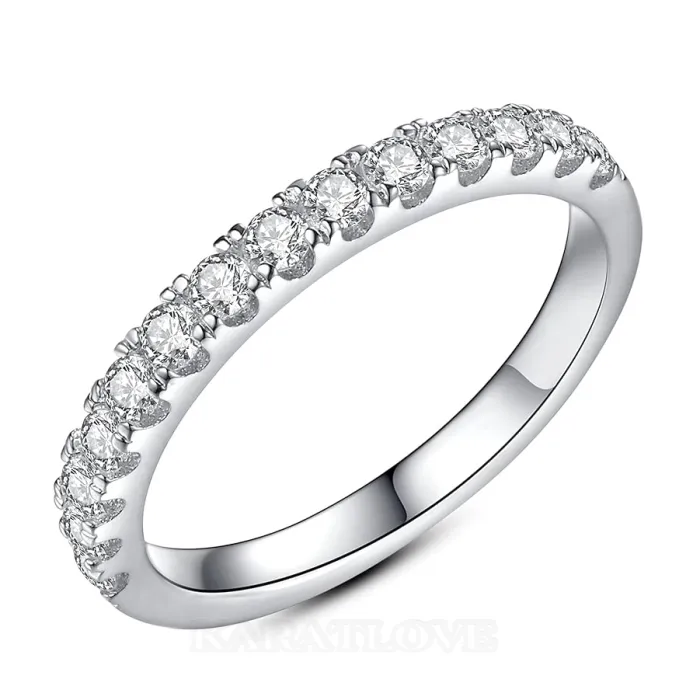 Round Cut Diamond White Sterling Silver Stackable Ring Eternity Wedding Band Round Cut Diamond White Sterling Silver Stackable Ring Eternity Wedding Band