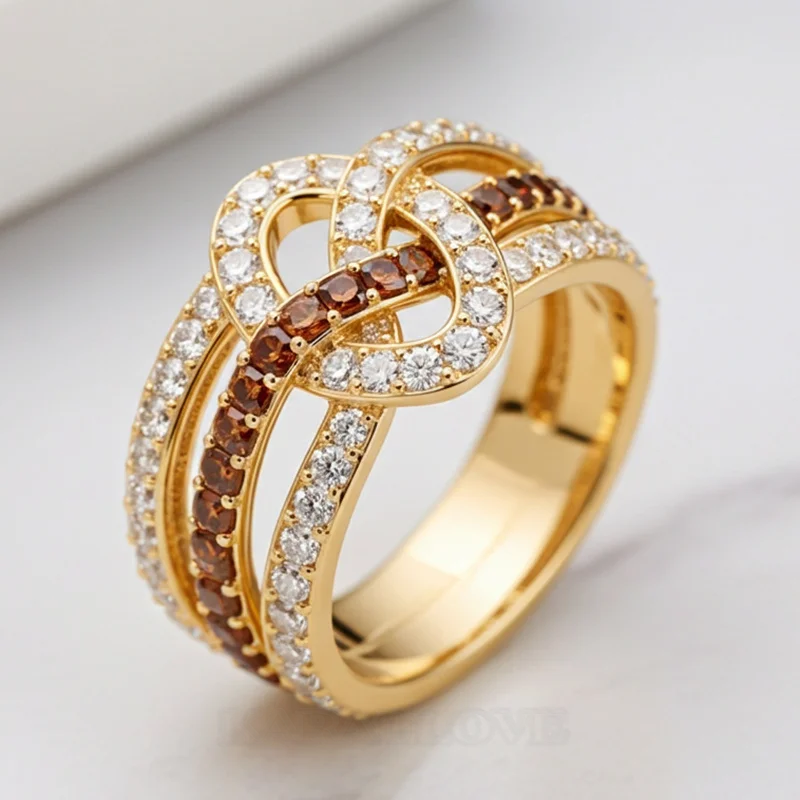 Round Cut Chocolate Sterling Silver Intertwined Knot Wedding Band