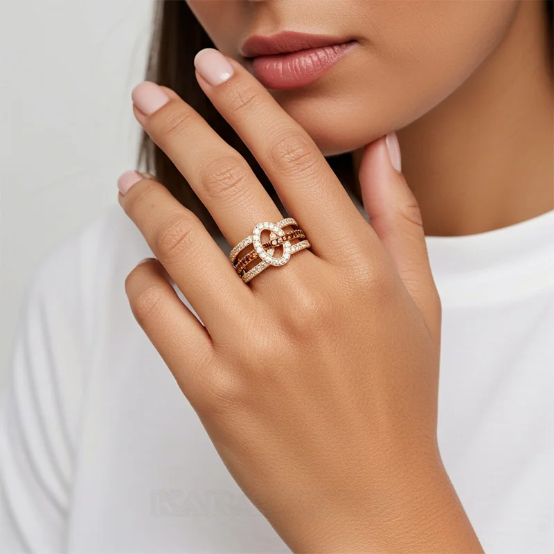 Round Cut Chocolate Sterling Silver Intertwined Knot Wedding Band
