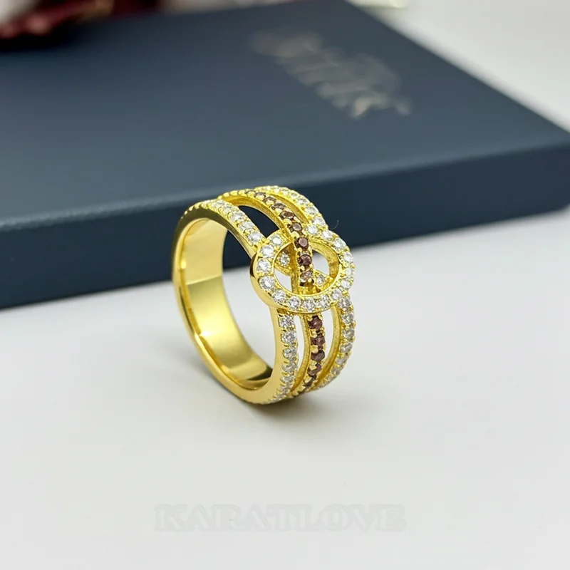 Round Cut Chocolate Sterling Silver Intertwined Knot Wedding Band
