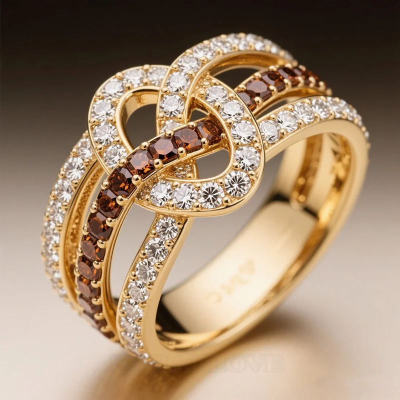 Round Cut Chocolate Sterling Silver Intertwined Knot Wedding Band