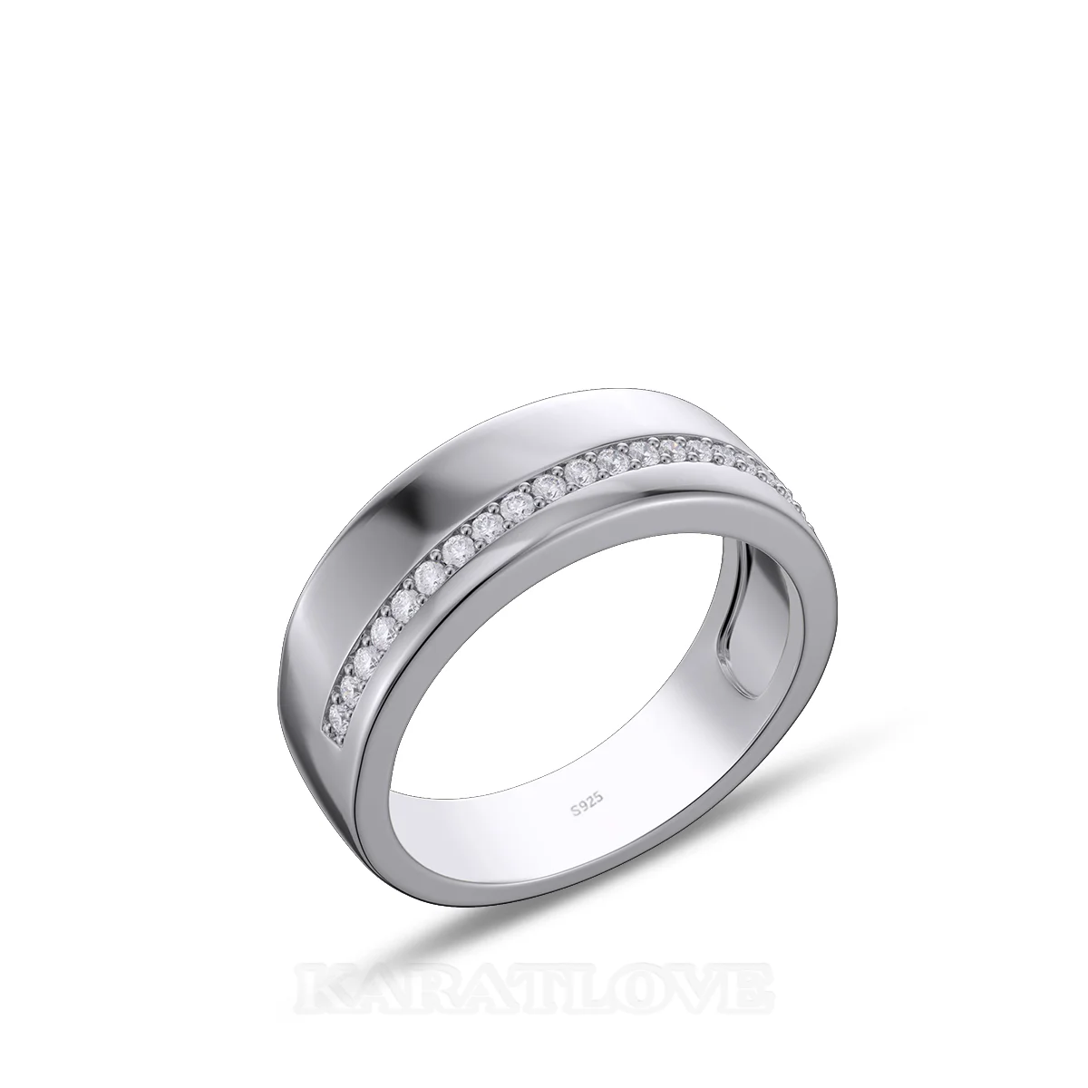 Round Cut Diamond White Sterling Silver Wedding Ring