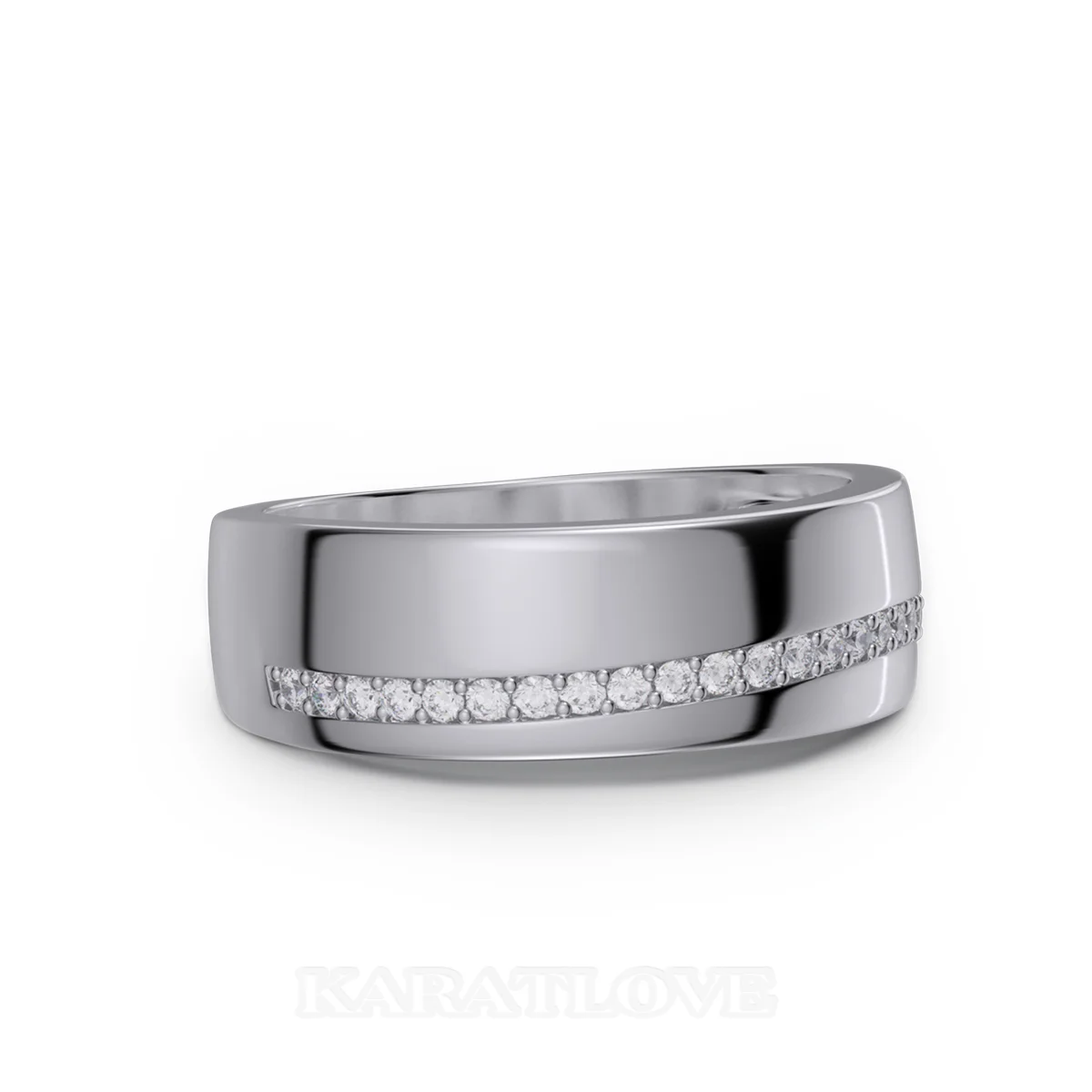 Round Cut Diamond White Sterling Silver Wedding Ring