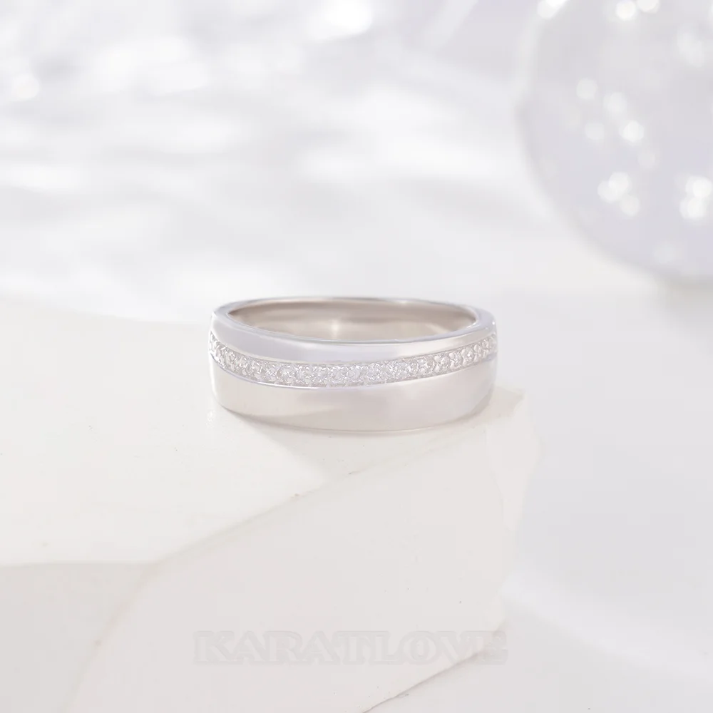 Round Cut Diamond White Sterling Silver Wedding Ring