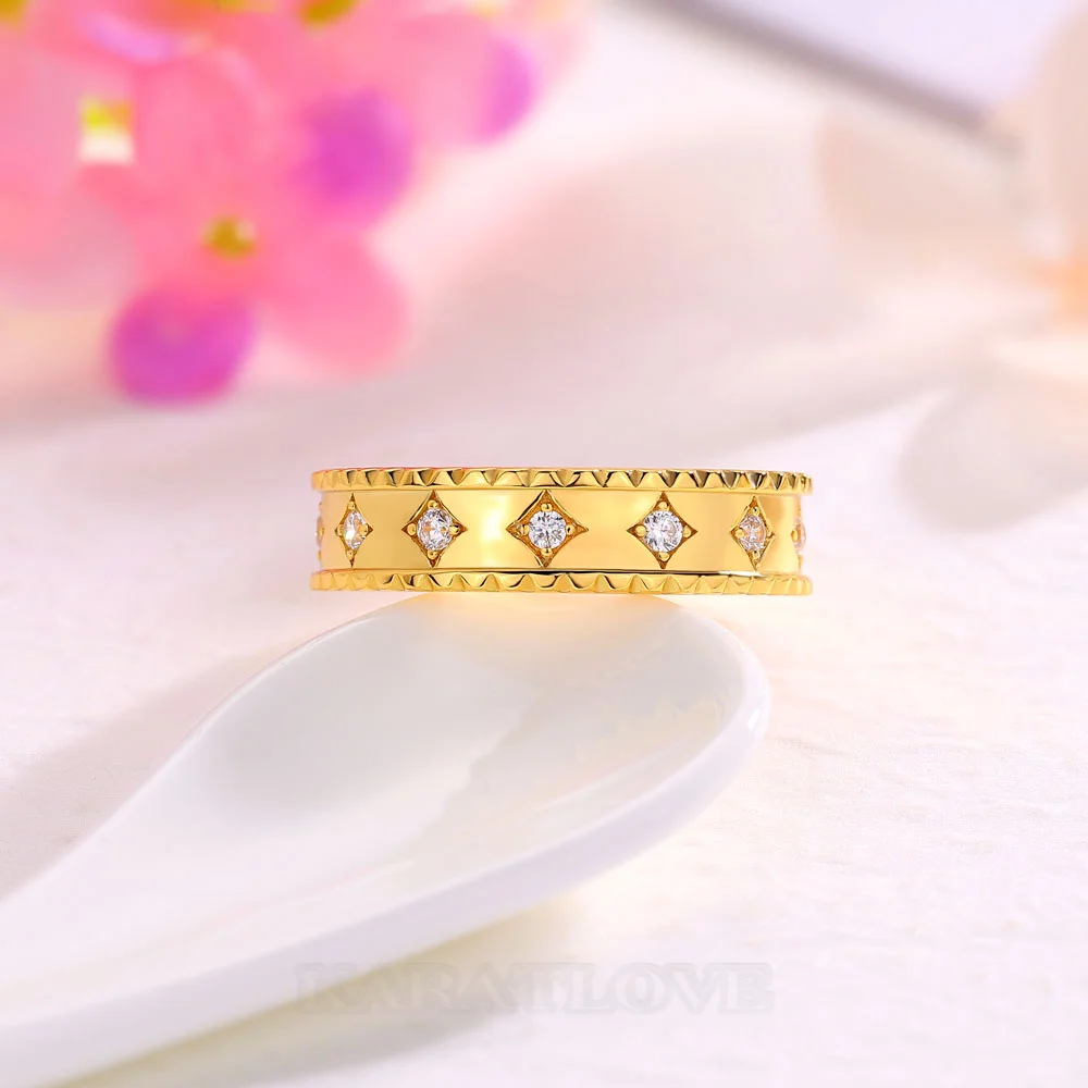 Round Cut Diamond White Sterling Silver Yellow Gold Wedding Ring