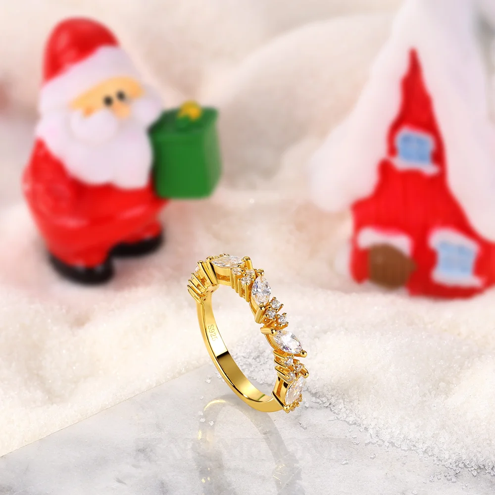 Marquise Cut Diamond White Sterling Silver Yellow Gold Ring