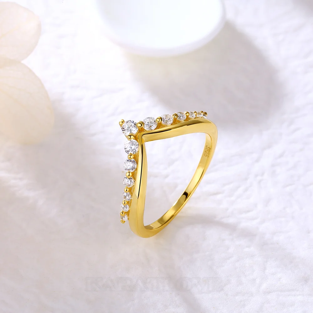 Round Cut Diamond White Sterling Silver Yellow Gold Wedding Ring