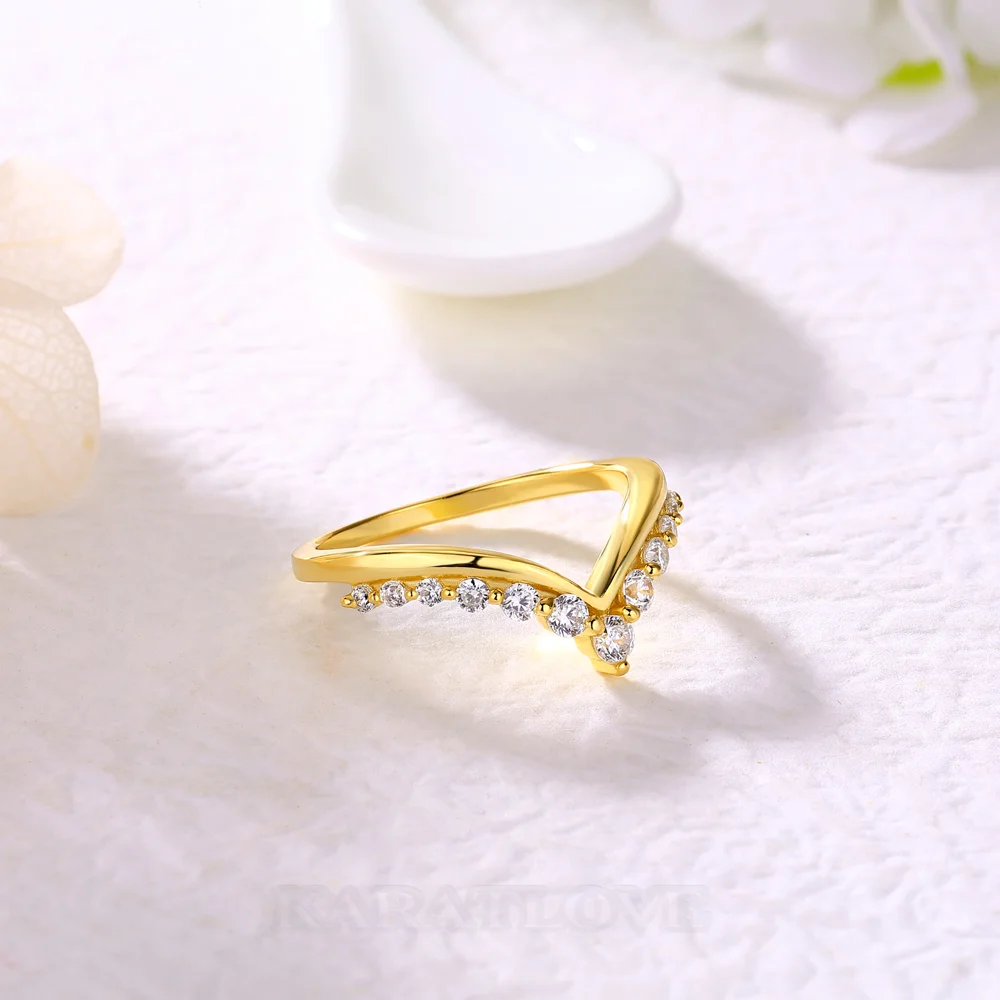Round Cut Diamond White Sterling Silver Yellow Gold Wedding Ring