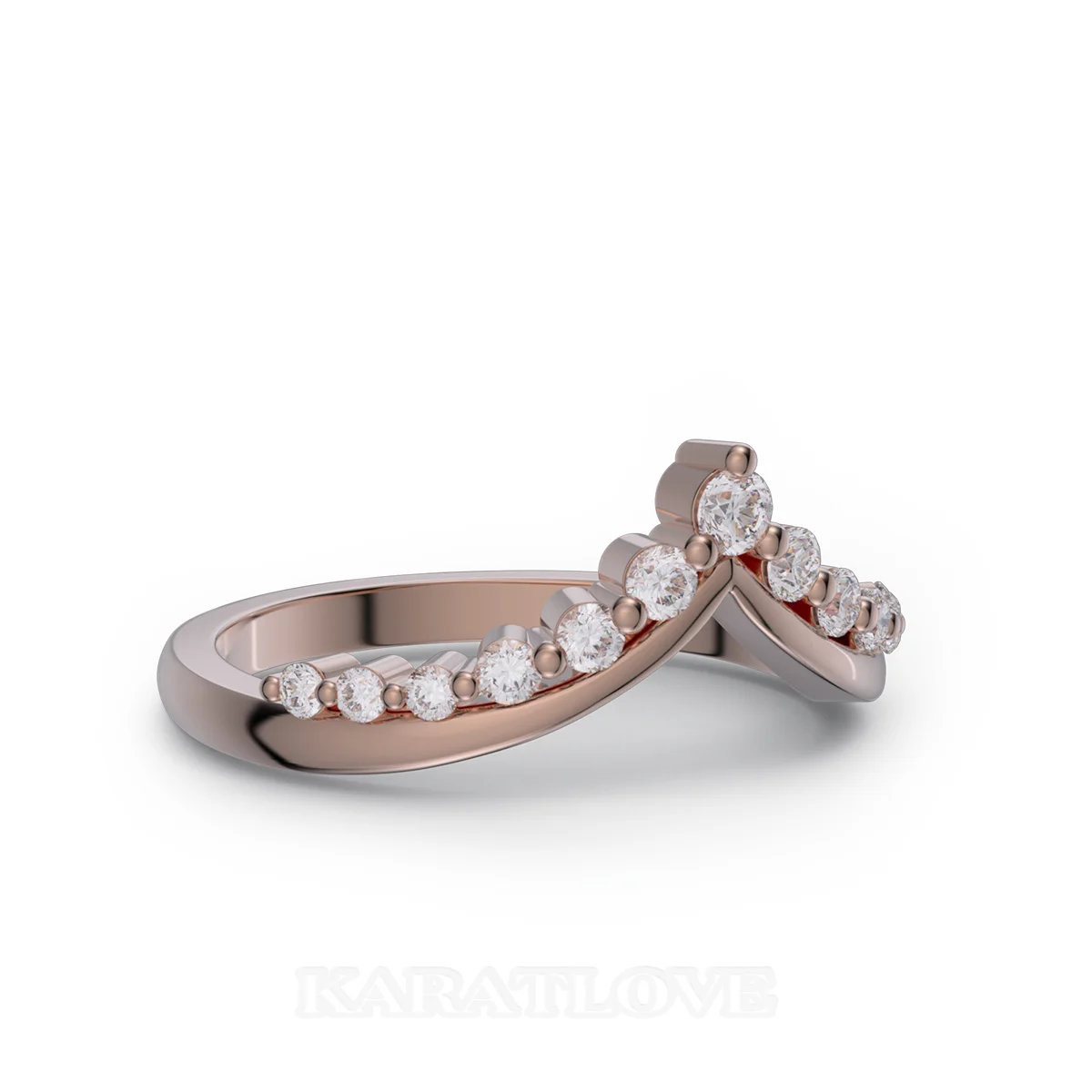Round Cut Diamond White Sterling Silver Rose Gold Wedding Ring