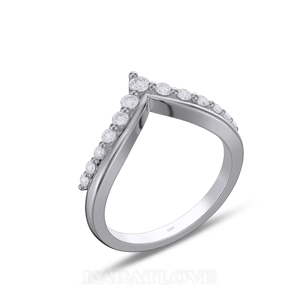 Round Cut Diamond White Sterling Silver Wedding Ring