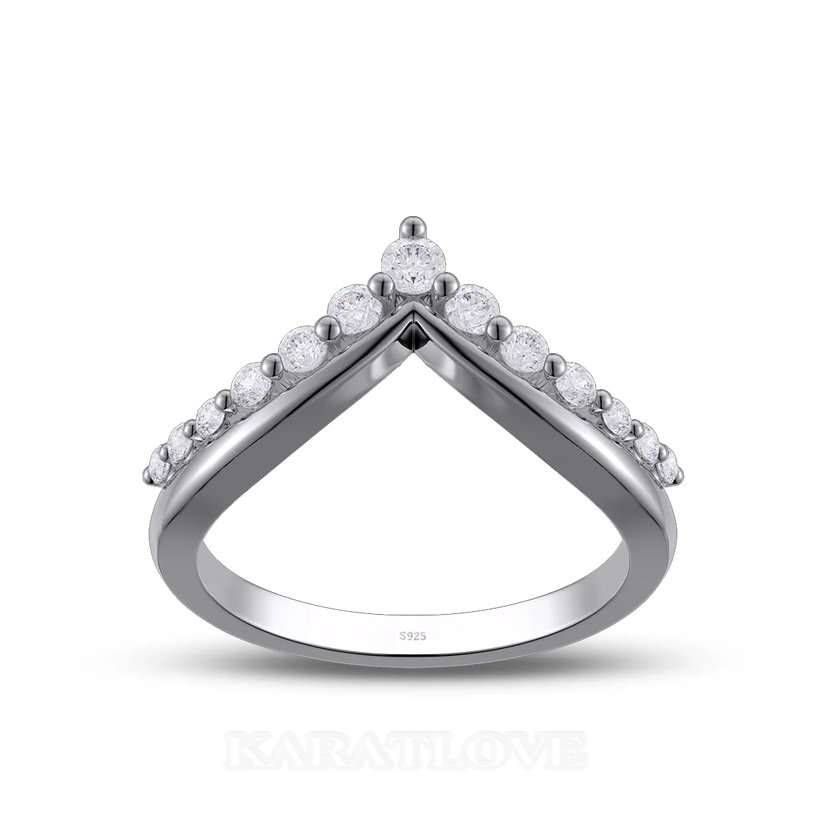 Round Cut Diamond White Sterling Silver Wedding Ring