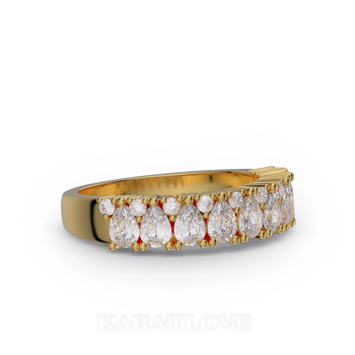 Pear Cut Diamond White Sterling Silver Yellow Gold Wedding Ring