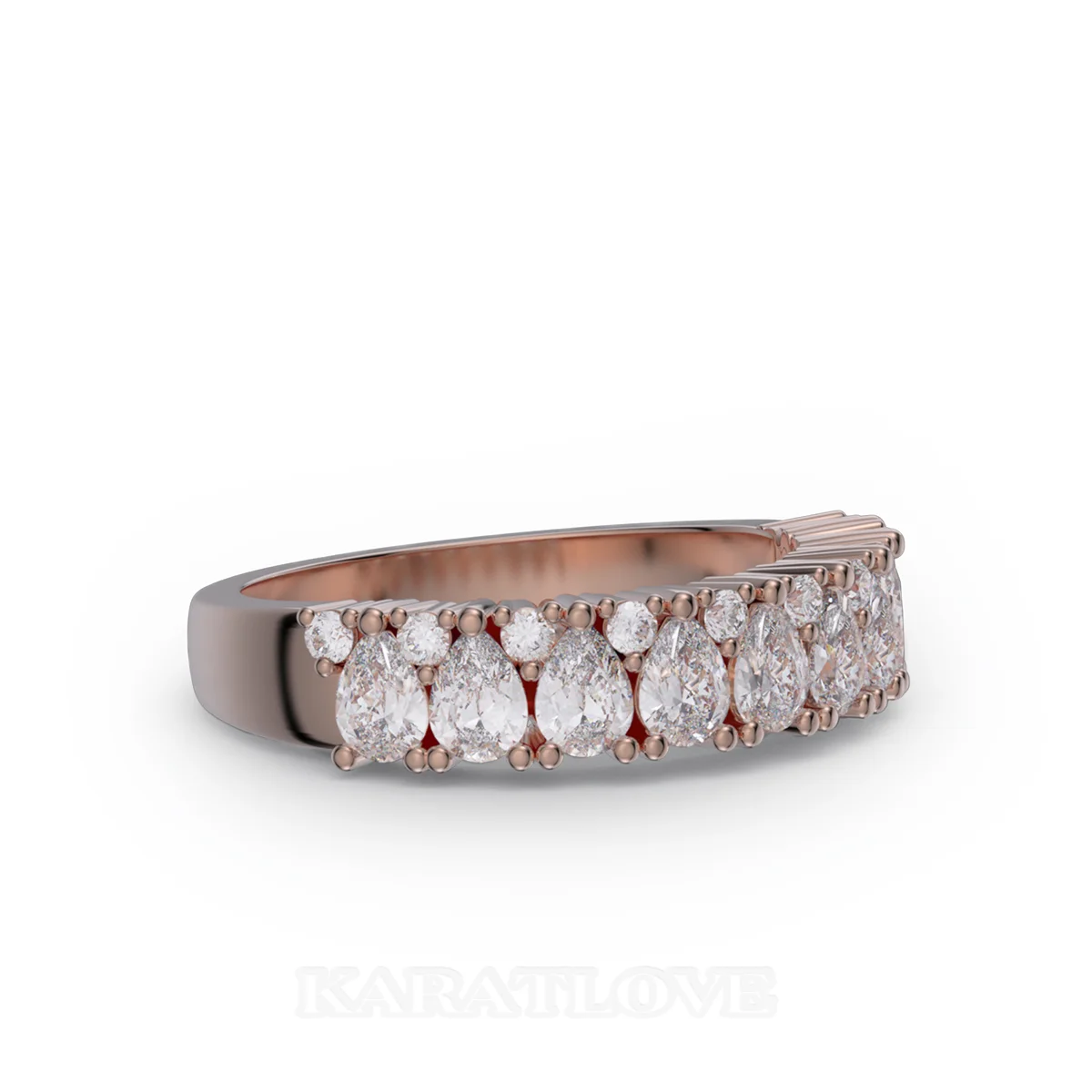 Pear Cut Diamond White Sterling Silver Rose Gold Wedding Ring