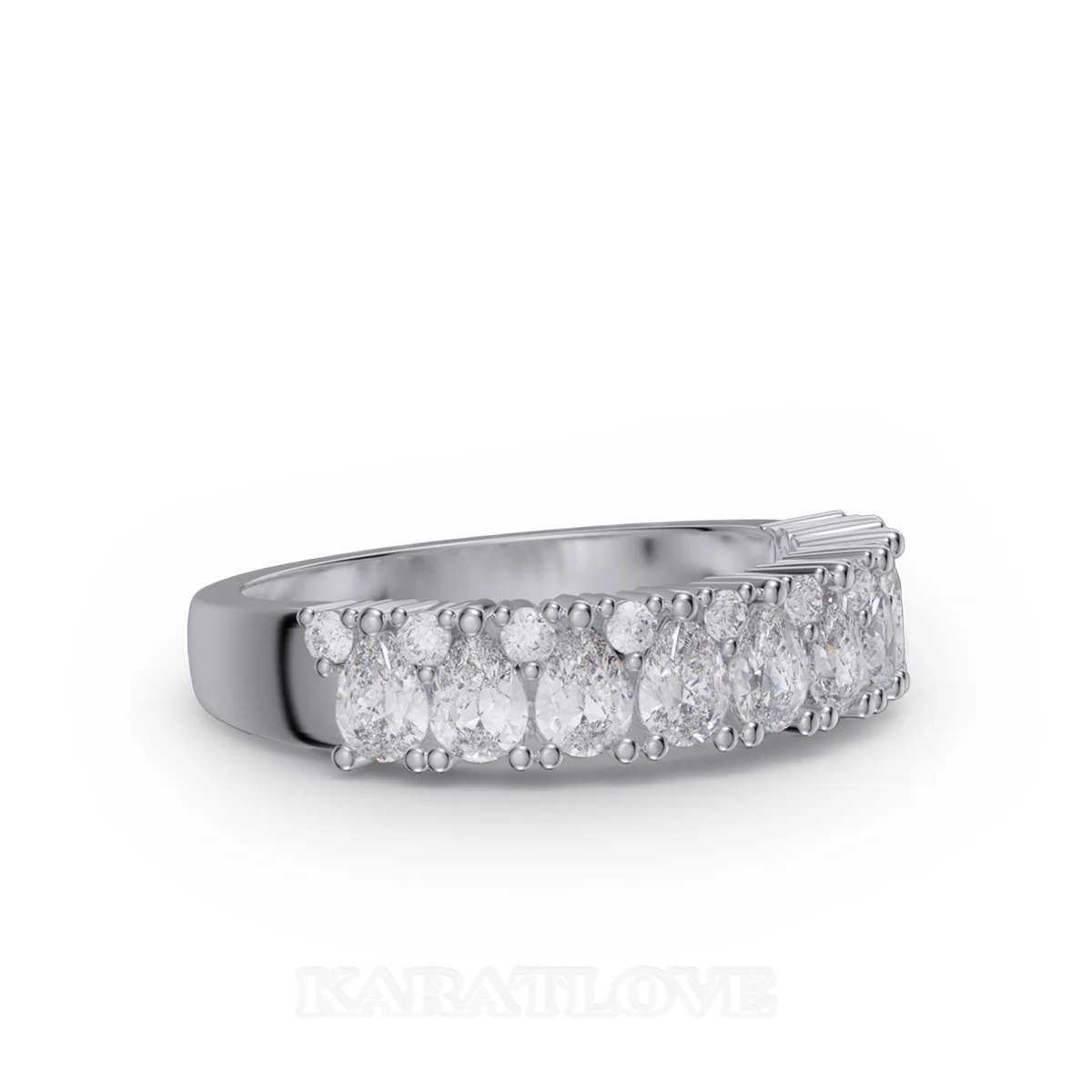 Pear Cut Diamond White Sterling Silver Wedding Ring