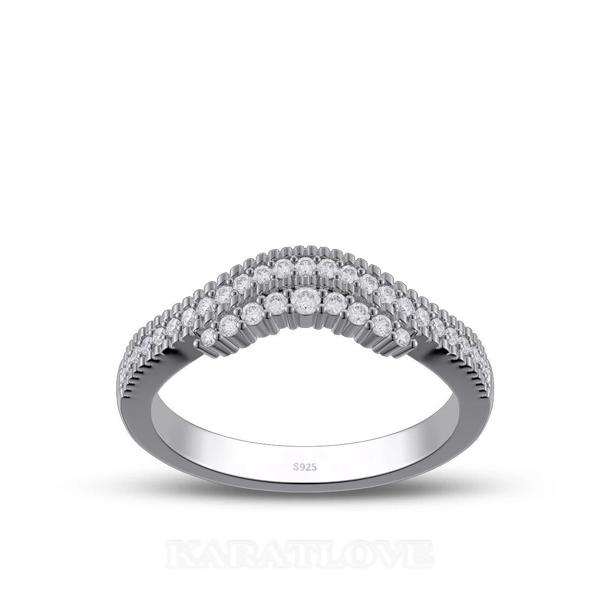 Round Cut Diamond White Sterling Silver Wedding Ring