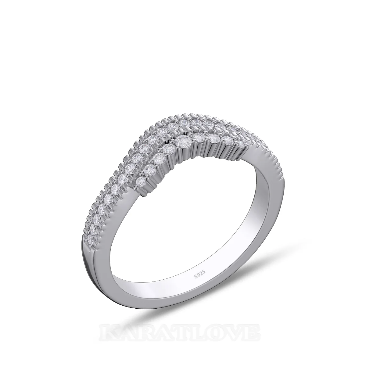 Round Cut Diamond White Sterling Silver Wedding Ring