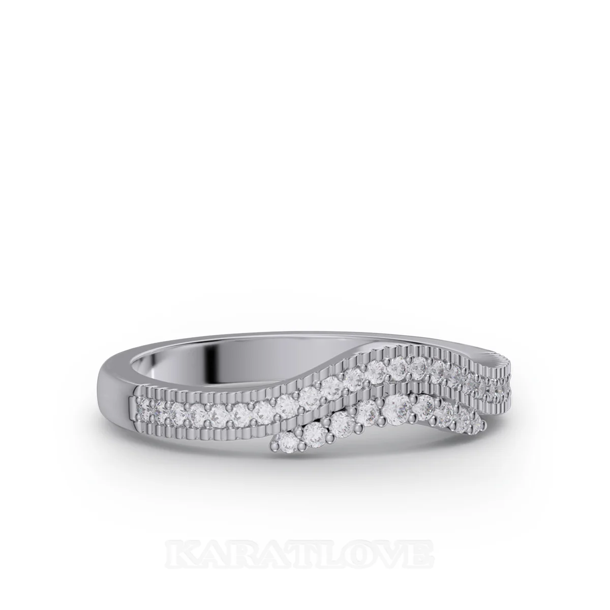 Round Cut Diamond White Sterling Silver Wedding Ring