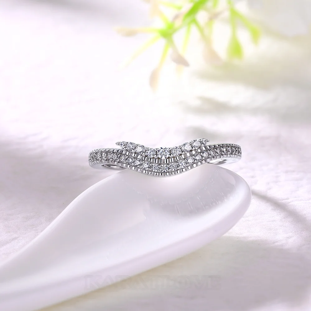 Round Cut Diamond White Sterling Silver Wedding Ring
