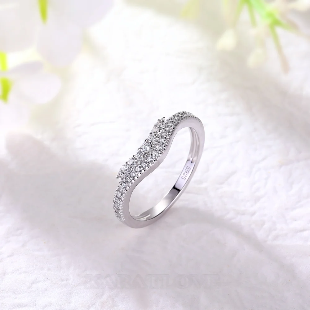 Round Cut Diamond White Sterling Silver Wedding Ring