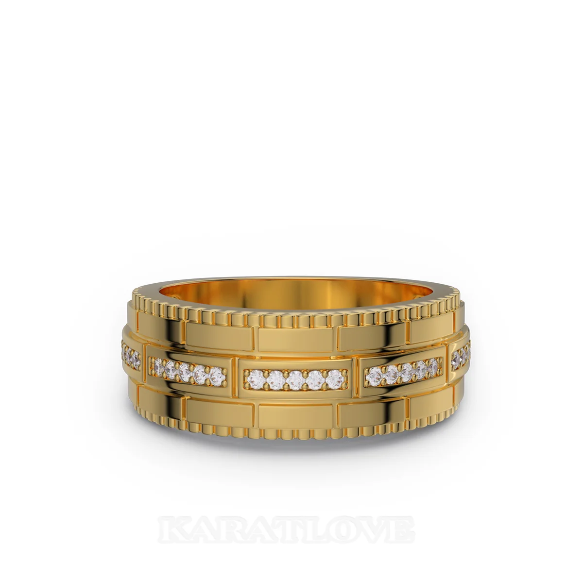 Round Cut Diamond White Sterling Silver Yellow Gold Wedding Ring