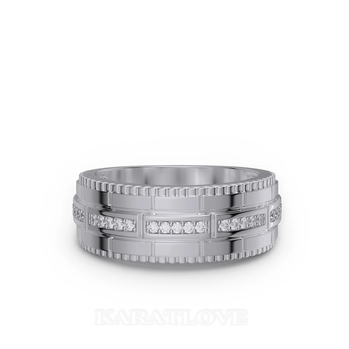 Round Cut Diamond White Sterling Silver Wedding Ring