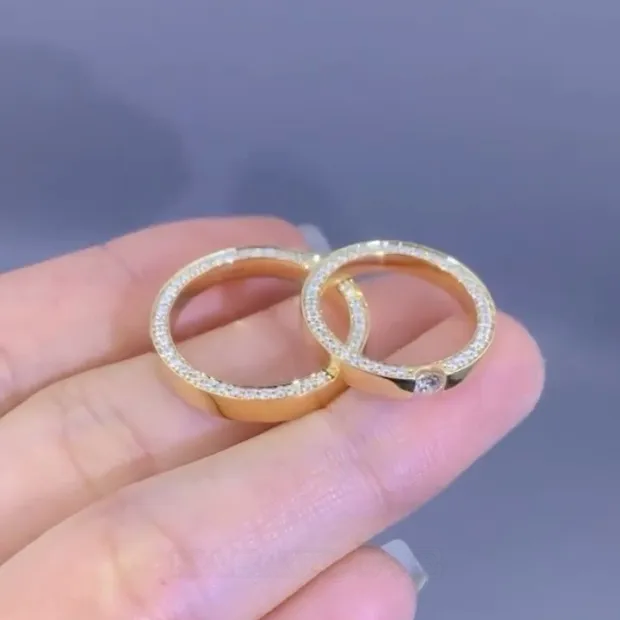 Round Cut Diamond White Yellow Gold Couple Rings in 925 Sterling Silver