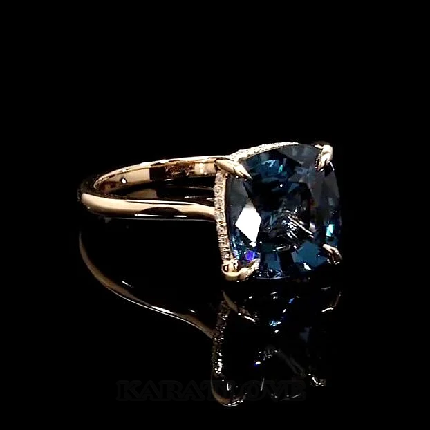 Cushion Cut Sapphire Blue Rose Gold Engagement Ring in 925 Sterling Silver Cushion Cut Sapphire Blue Rose Gold Engagement Ring in 925 Sterling Silver
