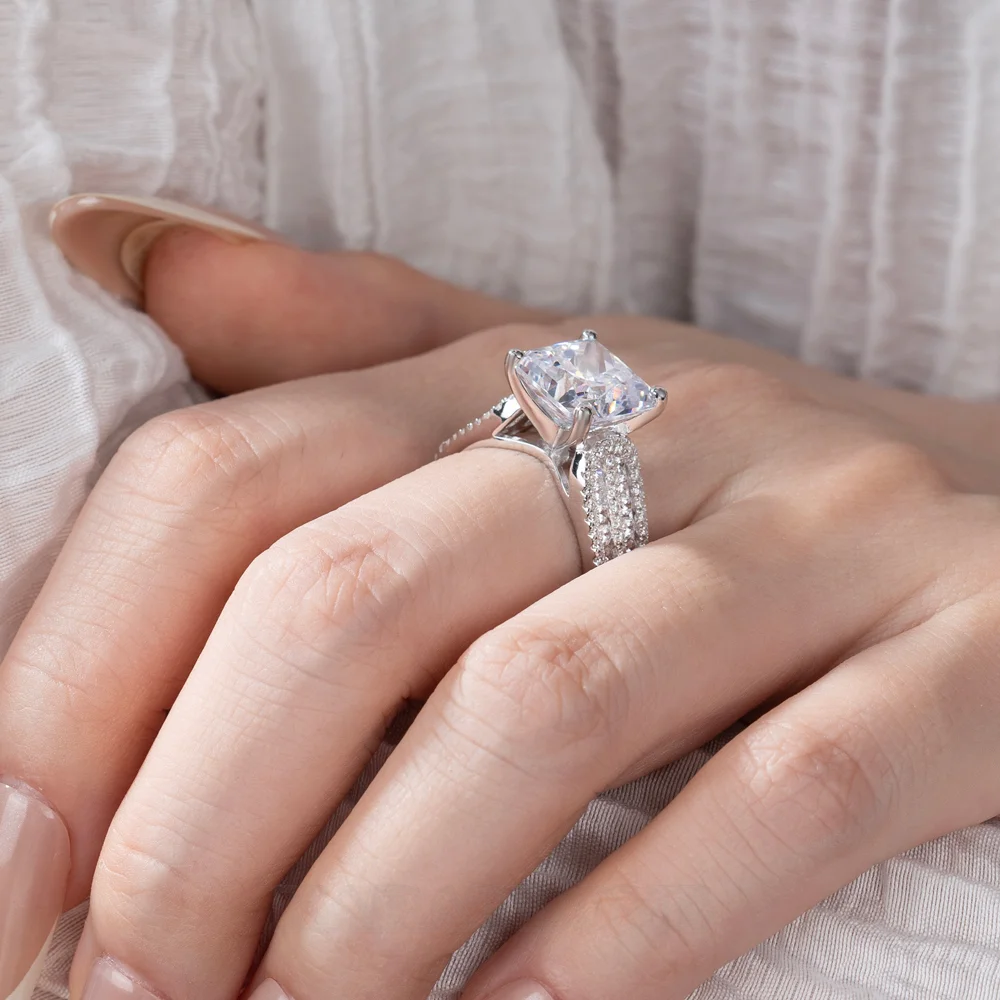 Princess Cut Diamond White 925 Sterling Silver Engagement Ring