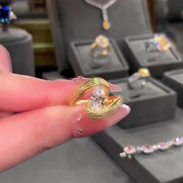 Marquise Cut Diamond White Yellow Gold 925 Sterling Silver Engagement Ring