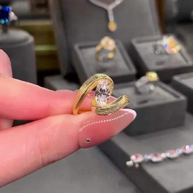 Marquise Cut Diamond White Yellow Gold 925 Sterling Silver Engagement Ring