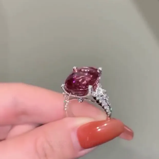 Cushion Cut Garnet Red Art Deco Engagement Ring in 925 Sterling Silver