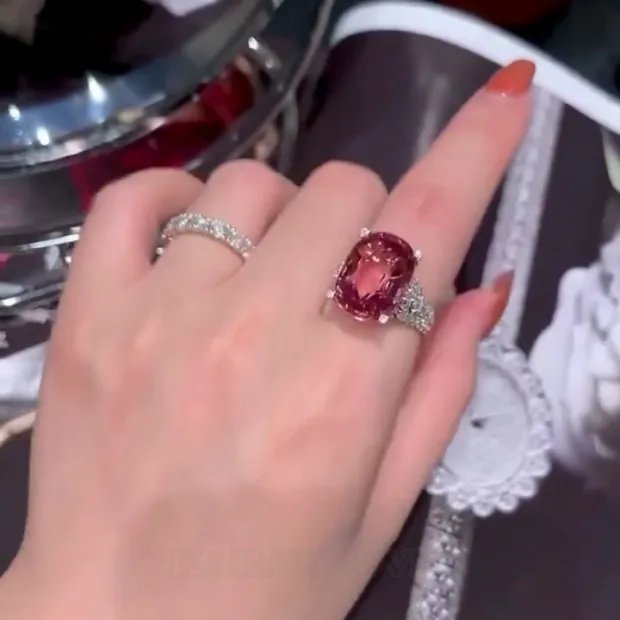 Cushion Cut Garnet Red Art Deco Engagement Ring in 925 Sterling Silver