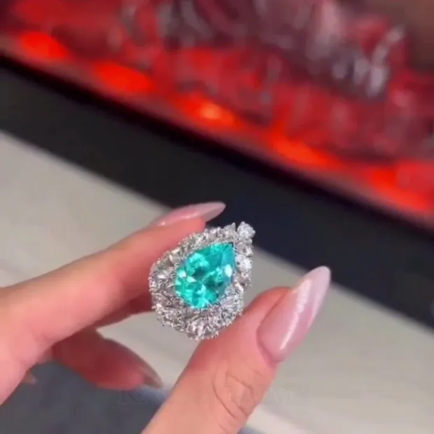 Pear Cut Aquamarine Blue Halo 925 Sterling Silver Engagement Ring Pear Cut Aquamarine Blue Halo 925 Sterling Silver Engagement Ring