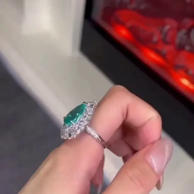 Pear Cut Aquamarine Blue Halo 925 Sterling Silver Engagement Ring