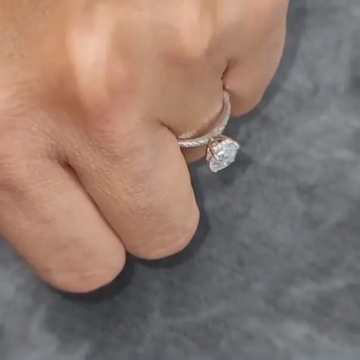 Cushion Cut Diamond White 925 Sterling Silver Hidden Halo Engagement Ring