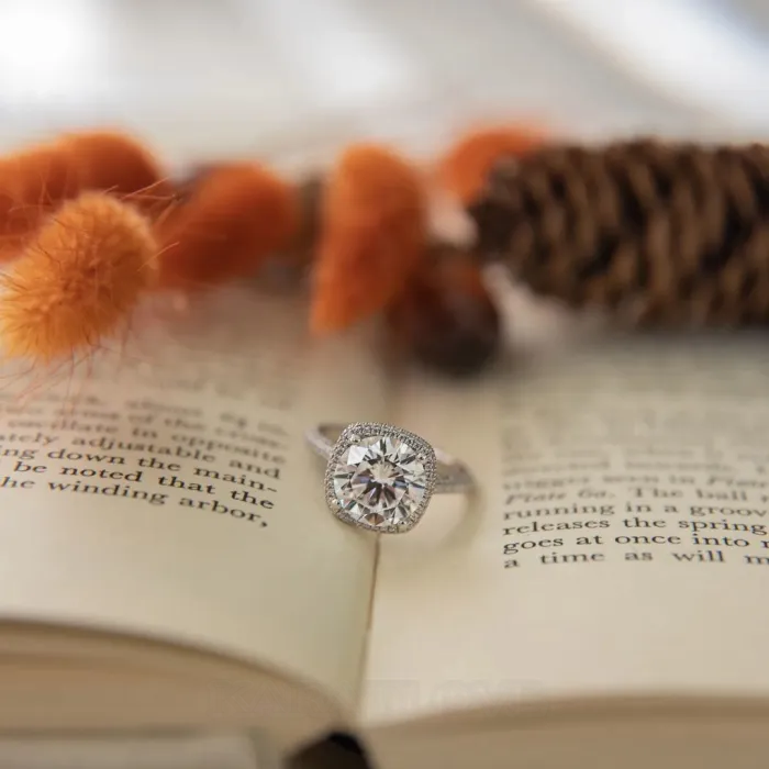 Round Cut Diamond White 925 Sterling Silver Halo Engagement Ring Round Cut Diamond White 925 Sterling Silver Halo Engagement Ring