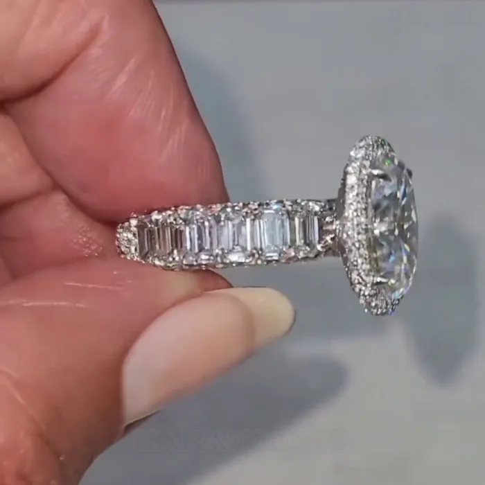 Oval Cut Diamond White 925 Sterling Silver Halo Engagement Ring