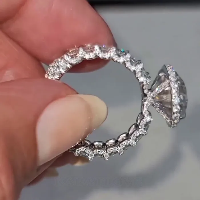 Oval Cut Diamond White 925 Sterling Silver Halo Engagement Ring