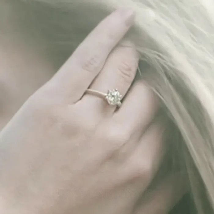 Round Cut Diamond White 925 Sterling Silver Classic Engagement Ring