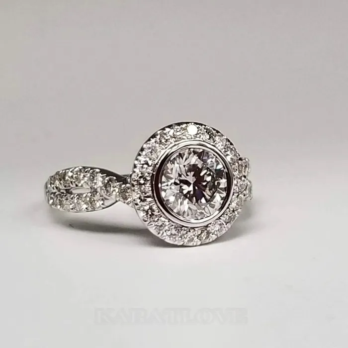 Round Cut Diamond White 925 Sterling Silver Halo Engagement Ring Round Cut Diamond White 925 Sterling Silver Halo Engagement Ring