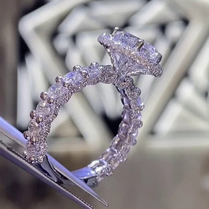 Oval Cut Diamond White 925 Sterling Silver Halo Engagement Ring