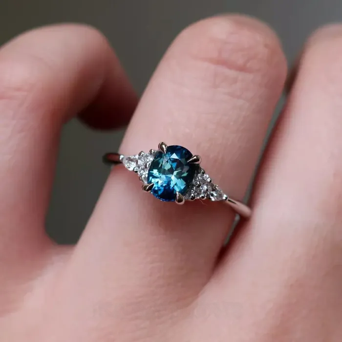 Oval Cut Sapphire Blue 925 Sterling Silver Classic Engagement Ring Oval Cut Sapphire Blue 925 Sterling Silver Classic Engagement Ring