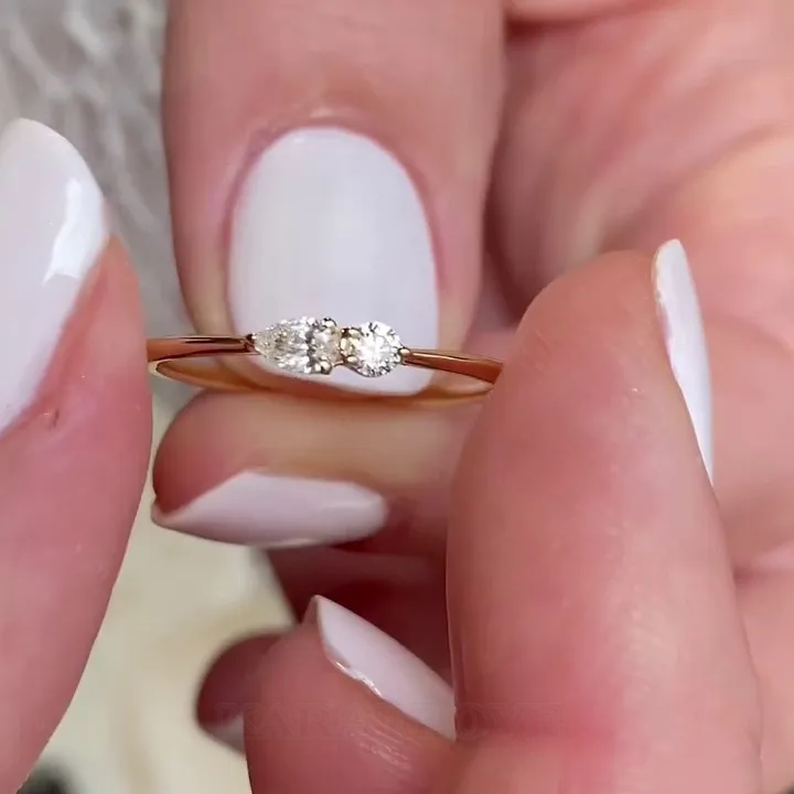Pear Cut Diamond White 925 Sterling Silver Yellow Gold Minimalist Stackable Engagement Ring