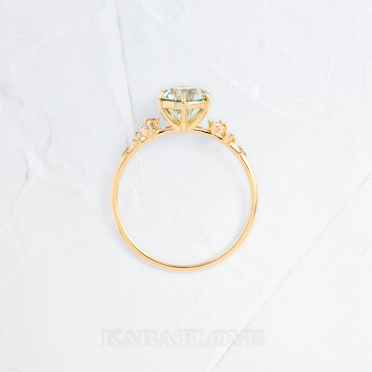 Round Cut Peridot Green 925 Sterling Silver Yellow Gold Classic Engagement Ring