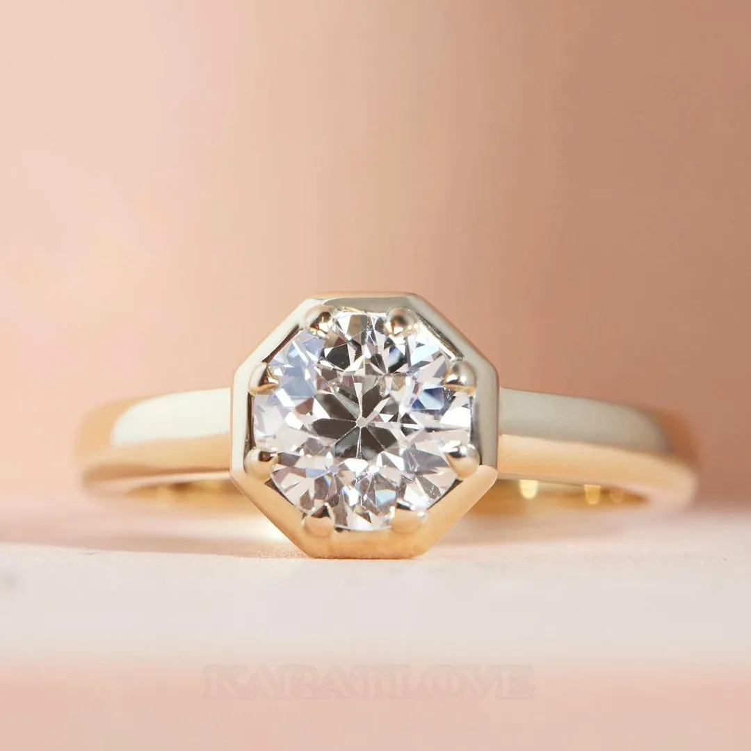 Round Cut Diamond White 925 Sterling Silver Yellow Gold Solitaire Engagement Ring Round Cut Diamond White 925 Sterling Silver Yellow Gold Solitaire Engagement Ring