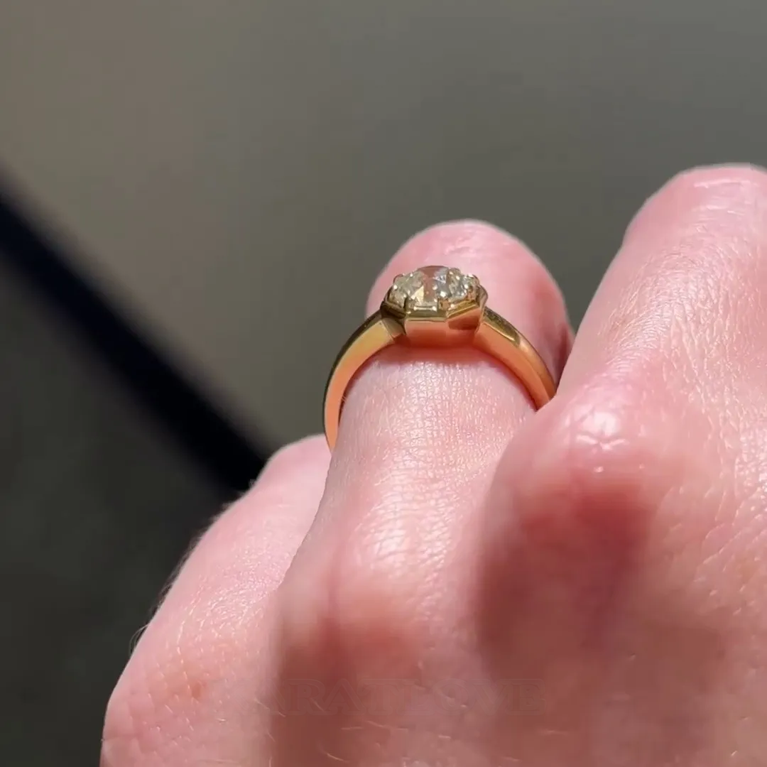 Round Cut Diamond White 925 Sterling Silver Yellow Gold Solitaire Engagement Ring