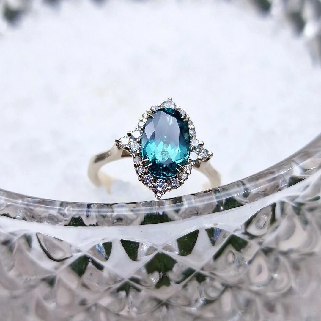 Oval Cut Aquamarine Sterling Silver Yellow Gold Engagement Ring Oval Cut Aquamarine Sterling Silver Yellow Gold Engagement Ring